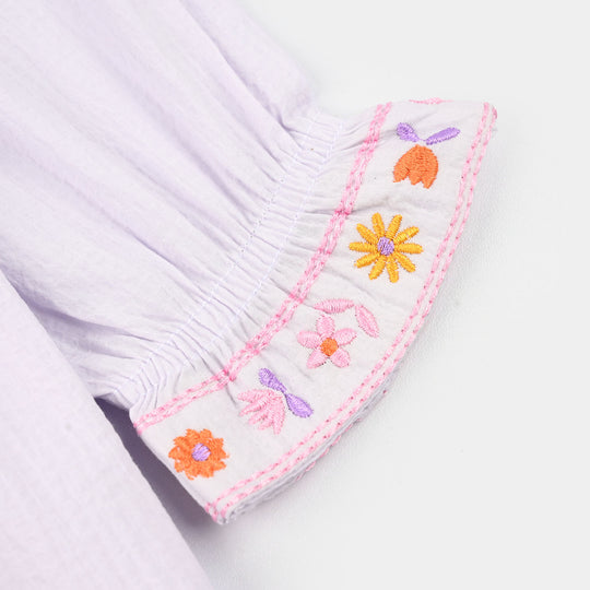 Girls Cotton Embroidered Frock Haze