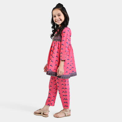 Girls Cotton Poplin Printed 2PC Suit Lala Rukh-Pink