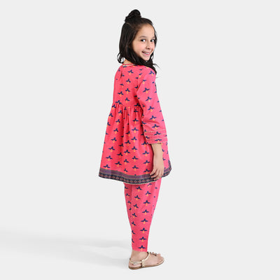 Girls Cotton Poplin Printed 2PC Suit Lala Rukh-Pink