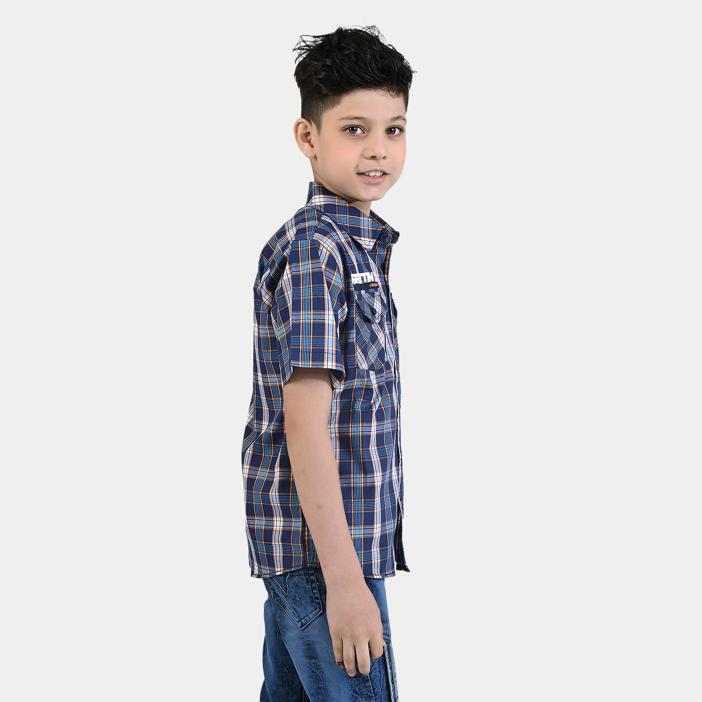 Boys Yarn Dyed Casual Shirt (NYC)-ORANGE