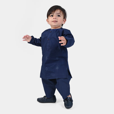 Infant Boys Cotton Poplin 2PC Suit (Screen Print)-NAVY