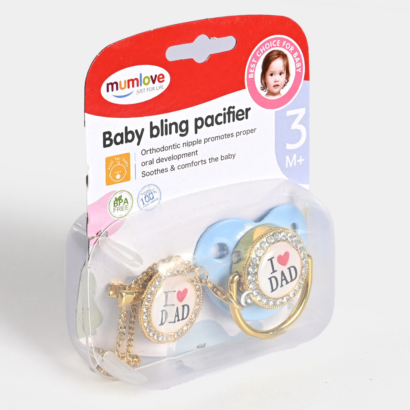 Mom Love Fancy Baby Bling Pacifier | Blue