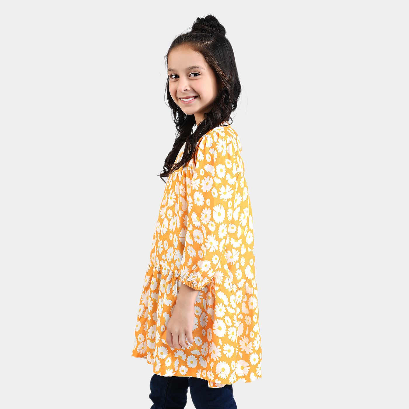 Girls Viscose Casual Frock Anemone-Yellow