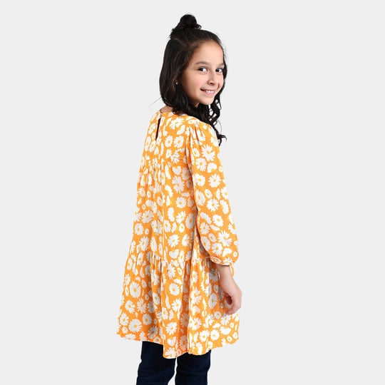 Girls Viscose Casual Frock Anemone-Yellow