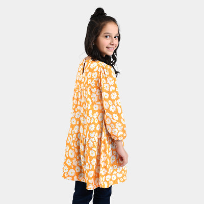 Girls Viscose Casual Frock Anemone-Yellow