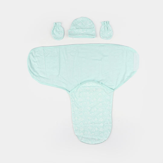 Baby Swaddle with Cap & Mittens Set