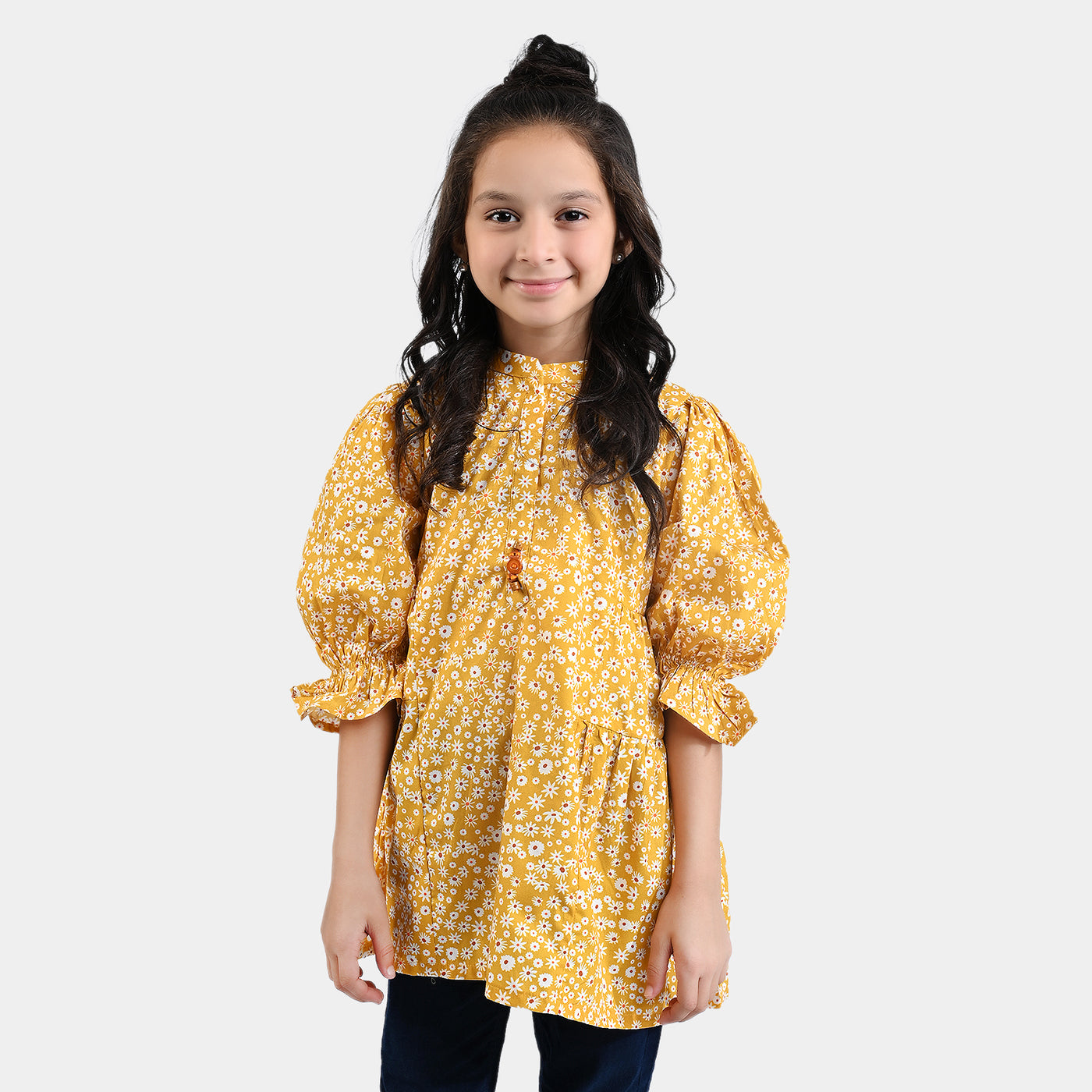 Girls Cotton Poplin Casual Frock Eden-Mustard