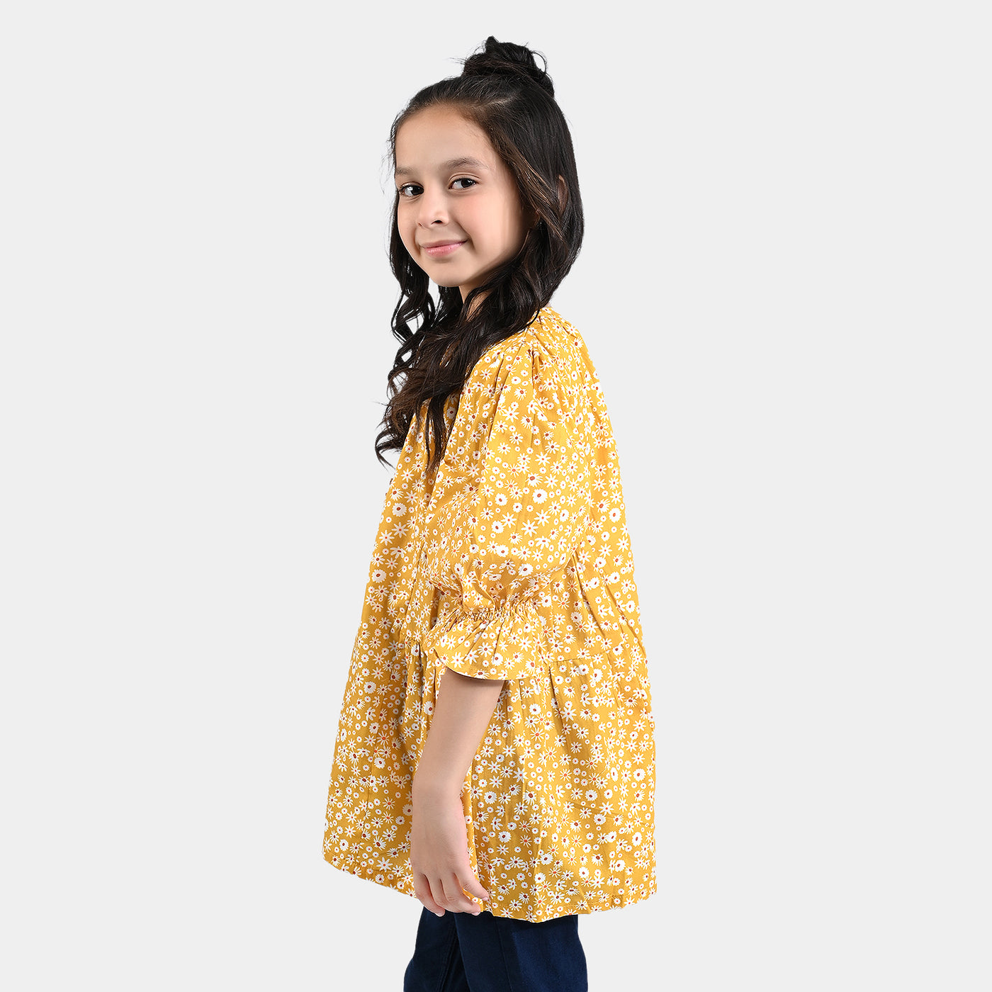 Girls Cotton Poplin Casual Frock Eden-Mustard