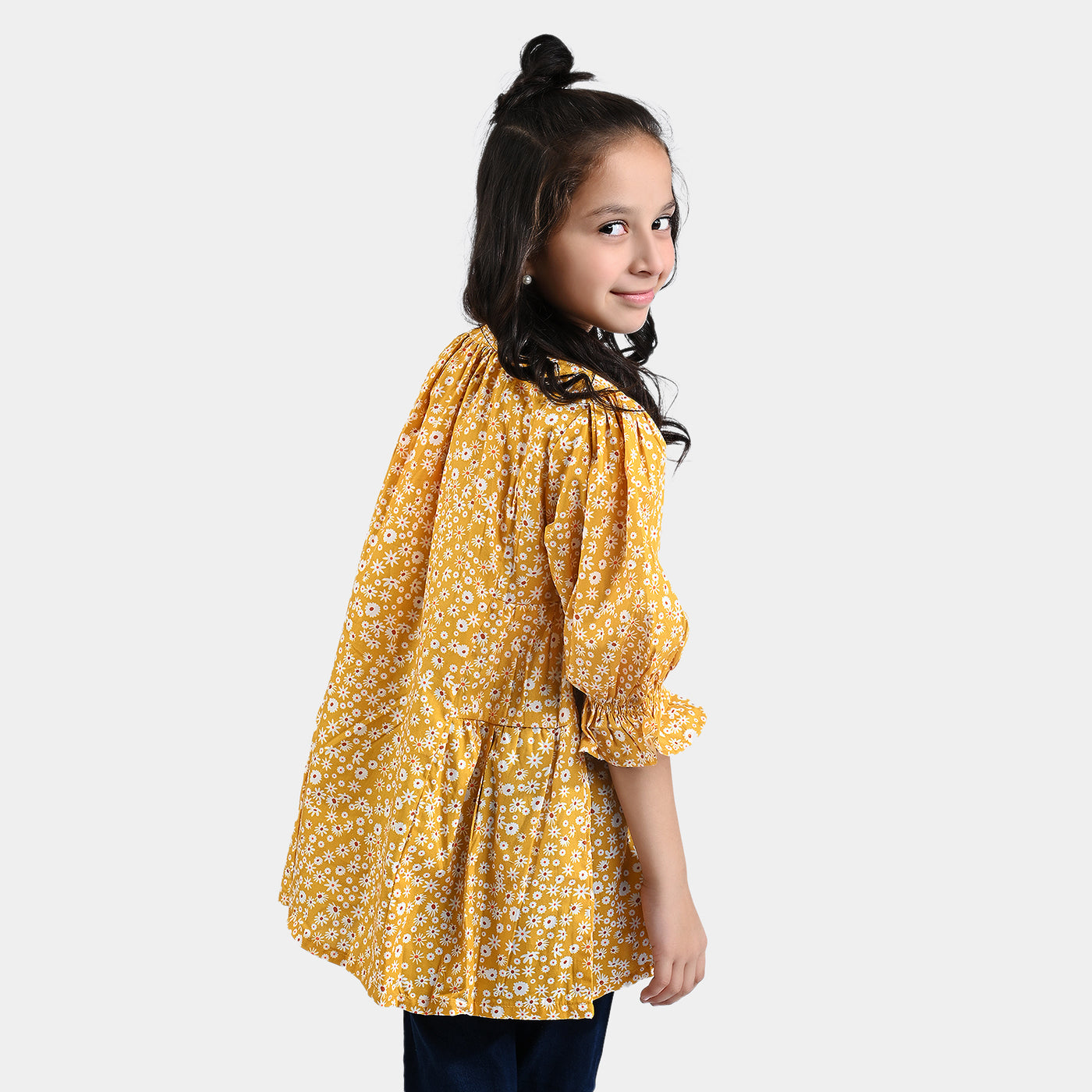 Girls Cotton Poplin Casual Frock Eden-Mustard