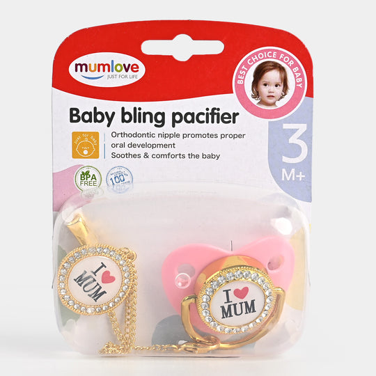 Mom Love Fancy Baby Bling Pacifier | Pink