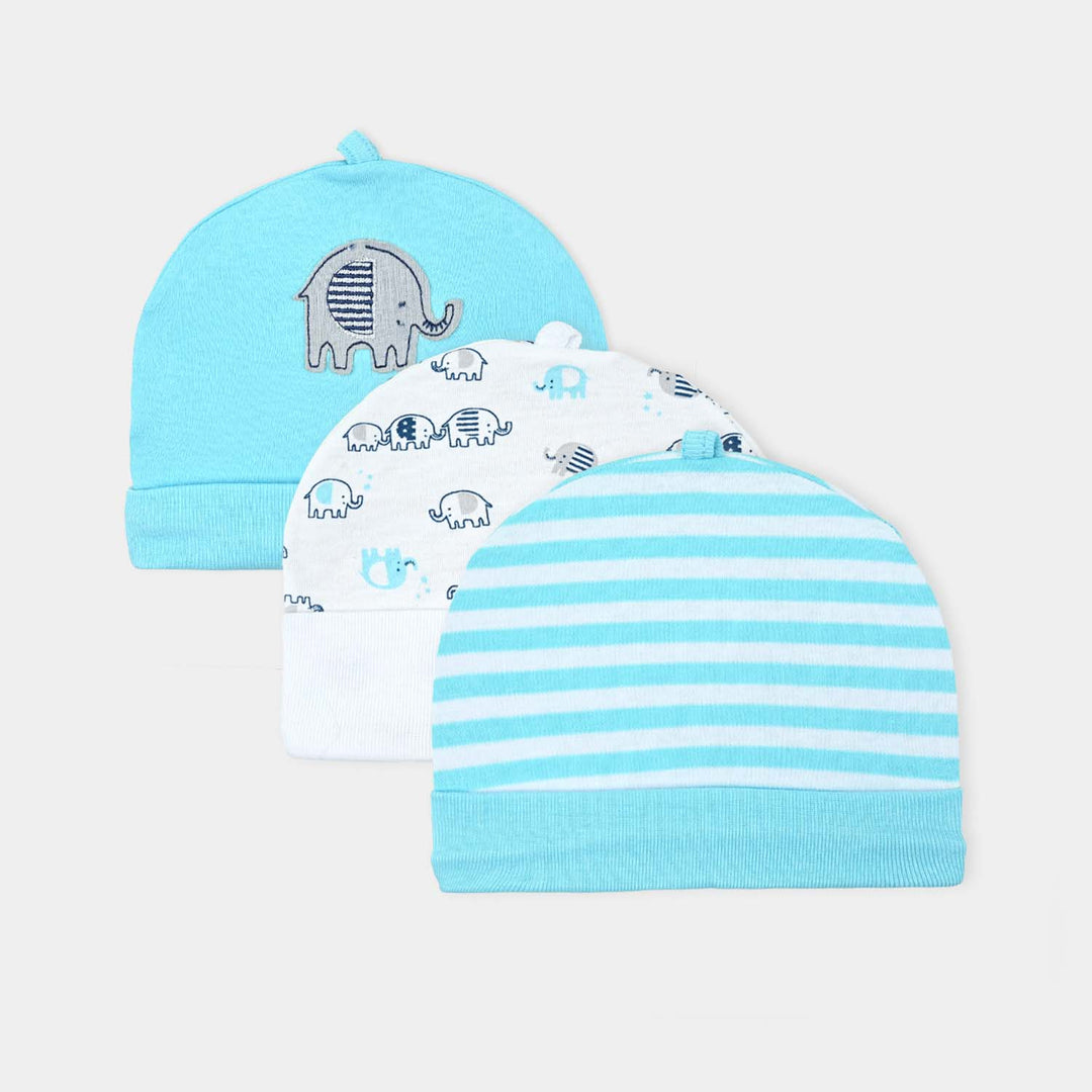 Infant Cotton Interlock Caps Set Elephants