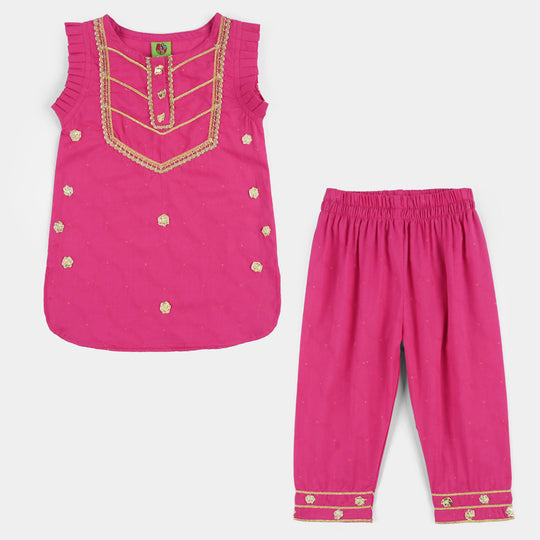 Infant Girls Jacquard 2-Piece Set (Ruby) - Shocking Pink