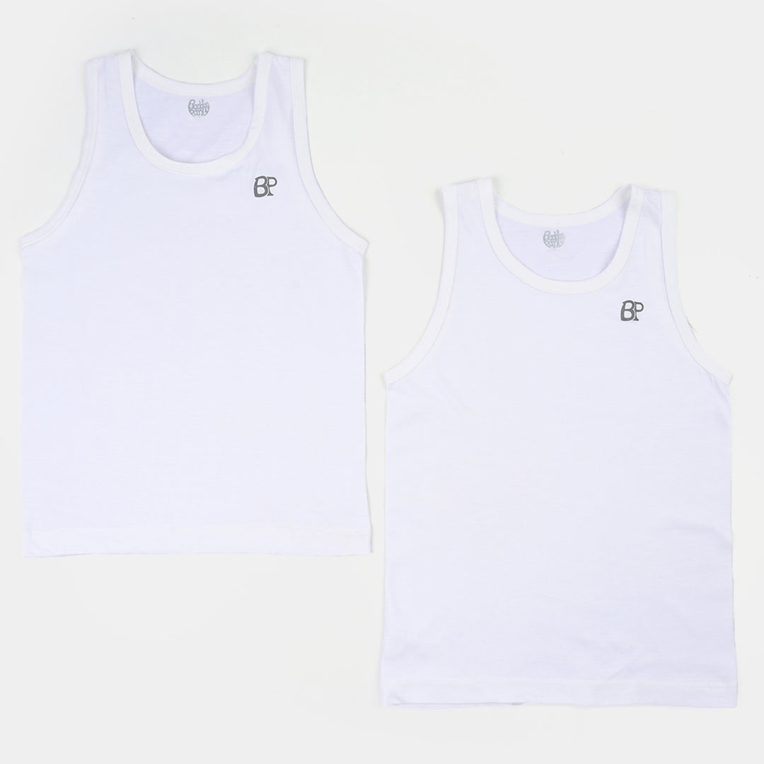 Boys Cotton Jersey Vest-Pack of 2-White