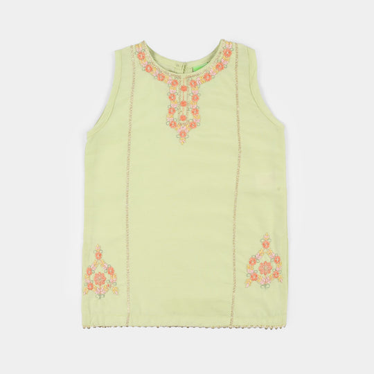 Infant Girls Raw Silk 2-Piece Set (Laddoo Rani) - Pista Green
