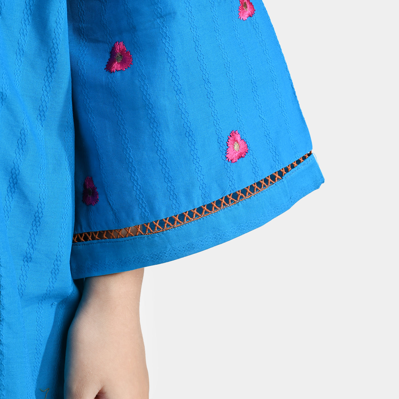 Girls Jacquard EMB Kurti Elephant-Teal