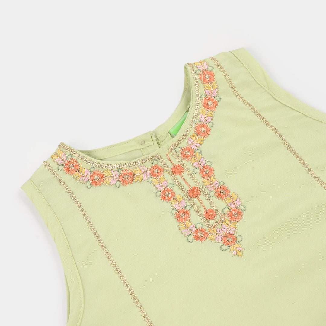 Infant Girls Raw Silk 2-Piece Set (Laddoo Rani) - Pista Green