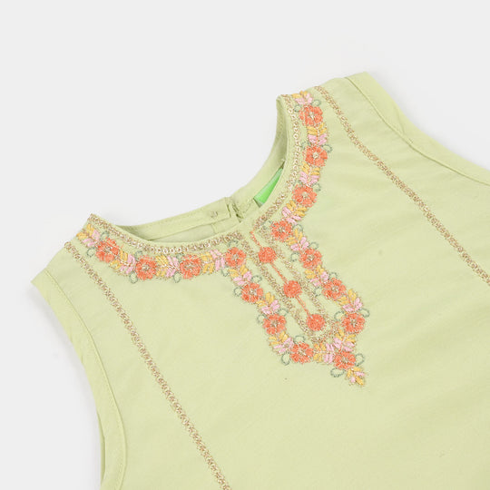 Infant Girls Raw Silk 2-Piece Set (Laddoo Rani) - Pista Green