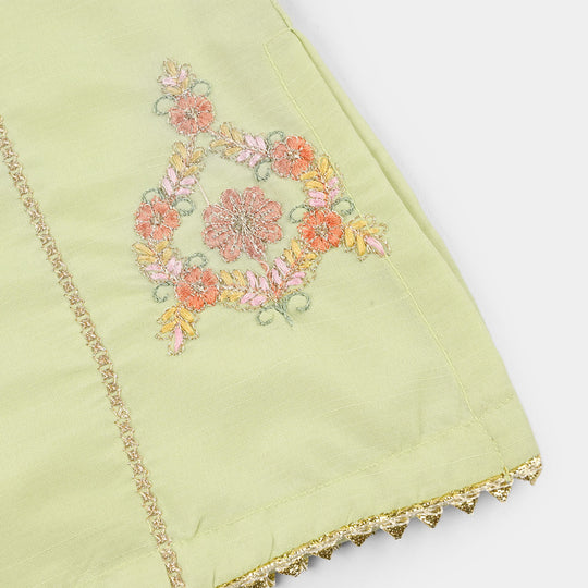 Infant Girls Raw Silk 2-Piece Set (Laddoo Rani) - Pista Green