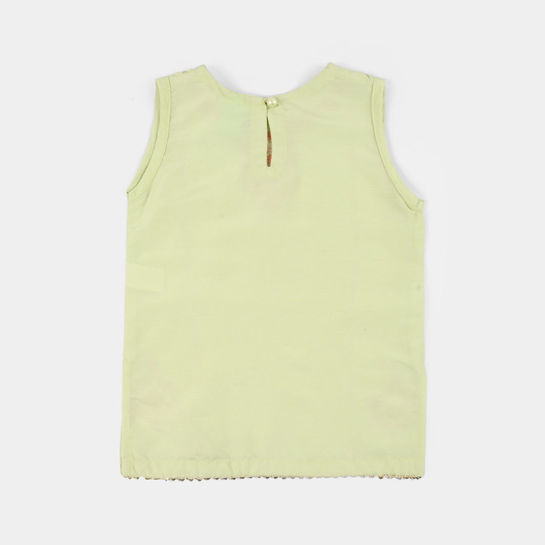 Infant Girls Raw Silk 2-Piece Set (Laddoo Rani) - Pista Green