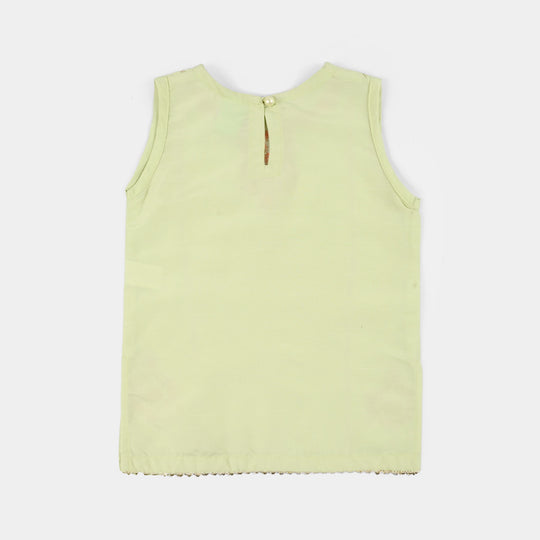 Infant Girls Raw Silk 2-Piece Set (Laddoo Rani) - Pista Green