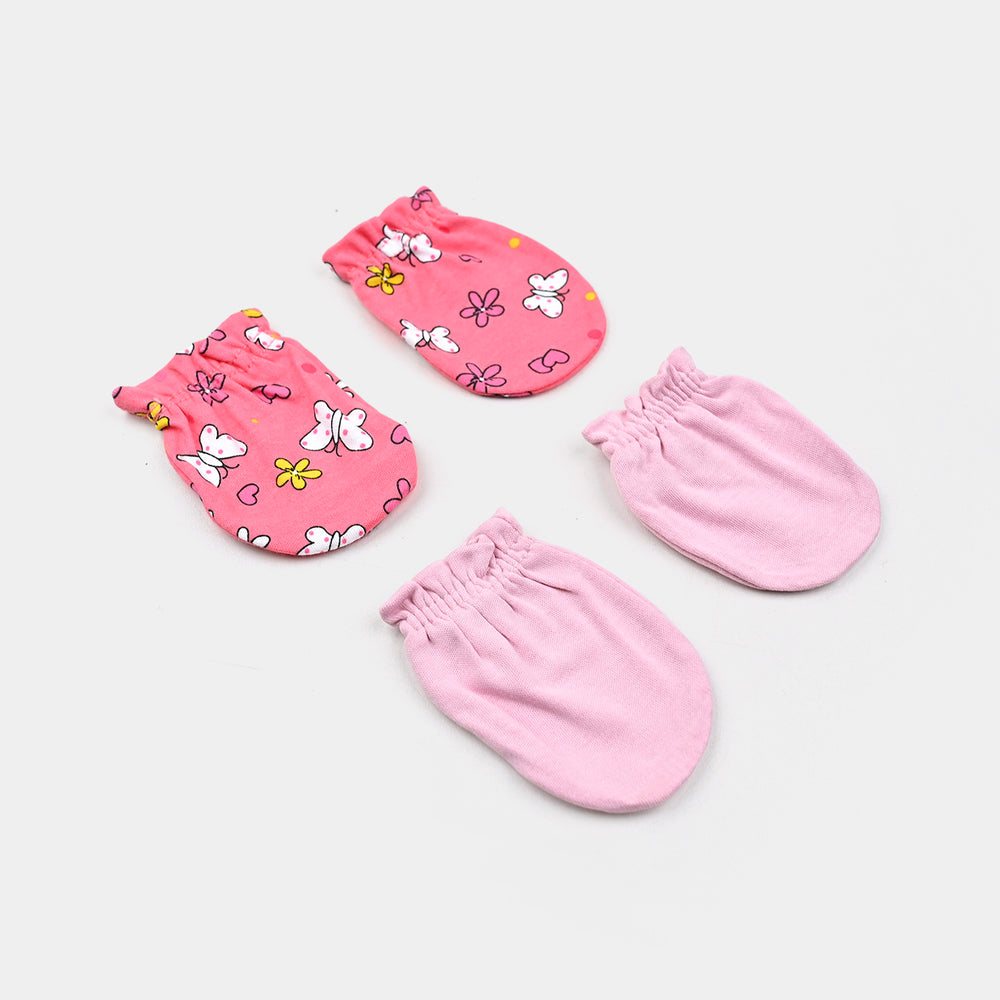 Infant Cotton Interlock  Mitten Set Bunny