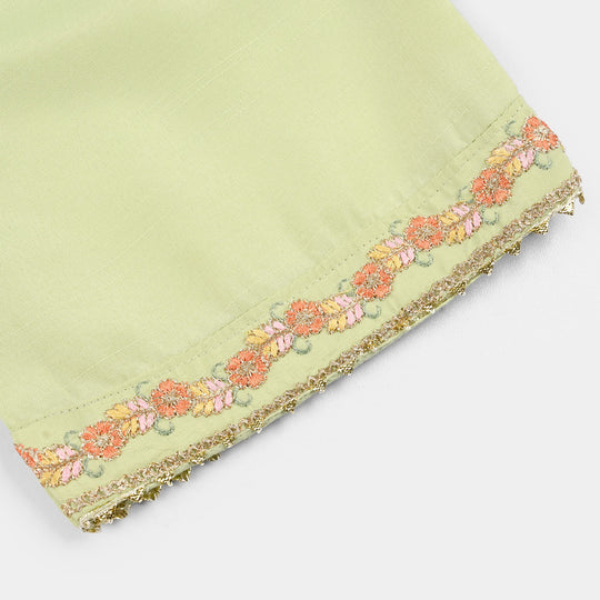 Infant Girls Raw Silk 2-Piece Set (Laddoo Rani) - Pista Green