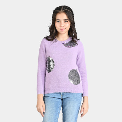 Girls Acrylic Sweater Circles-Lilac