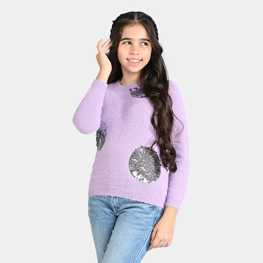 Girls Acrylic Sweater Circles-Lilac