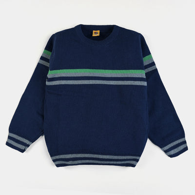 Boys Acrylic Full Sleeves Sweater Striper-Teal