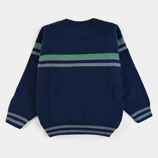 Boys Acrylic Full Sleeves Sweater Striper-Teal