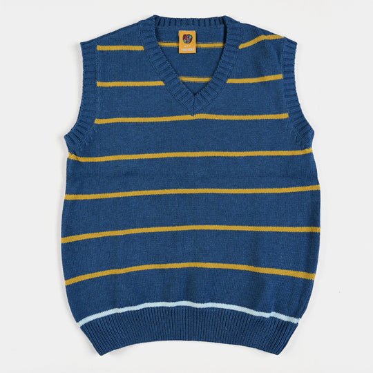 Boys Acrylic Sleeveless Sweater Striper-NAVY