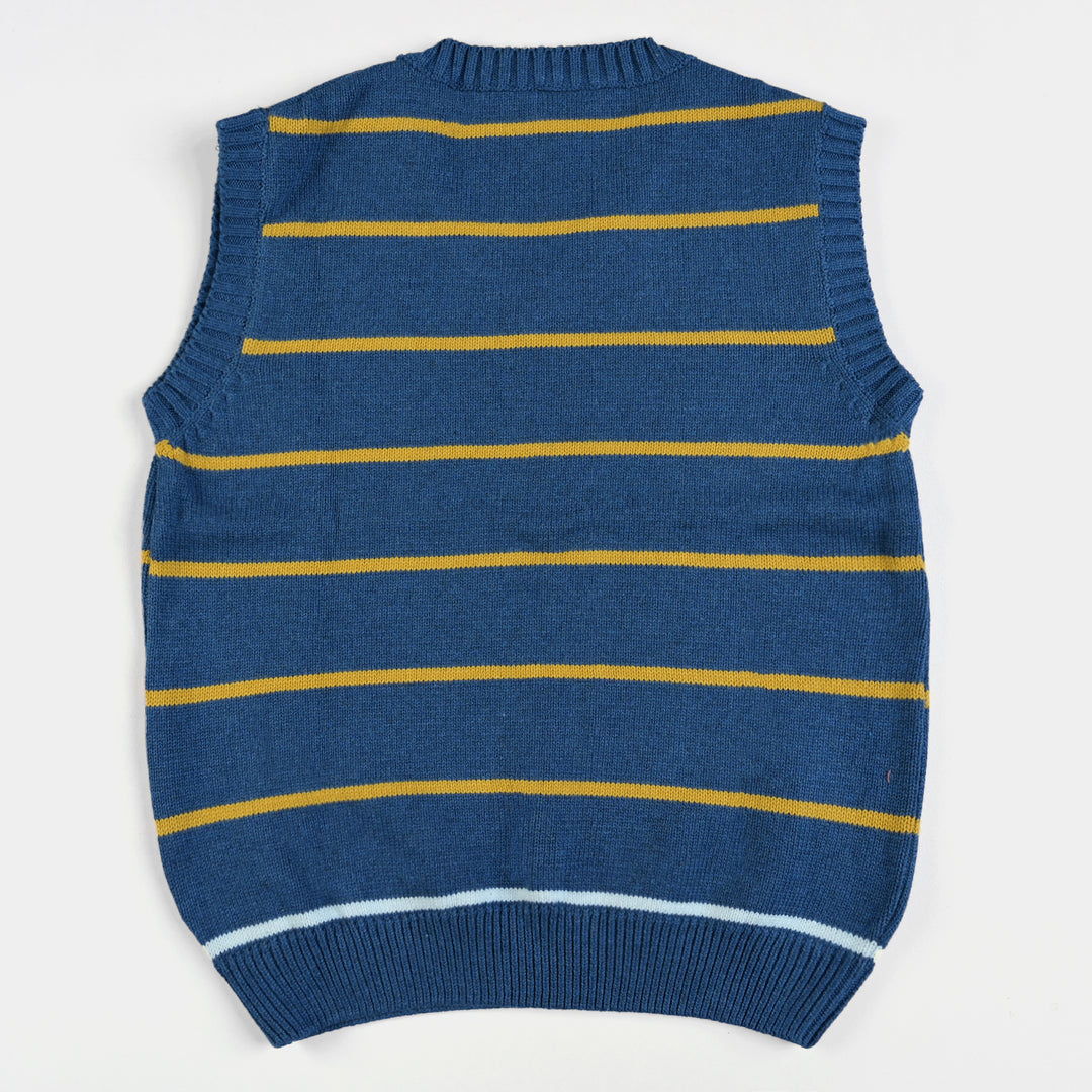 Boys Acrylic Sleeveless Sweater Striper-NAVY