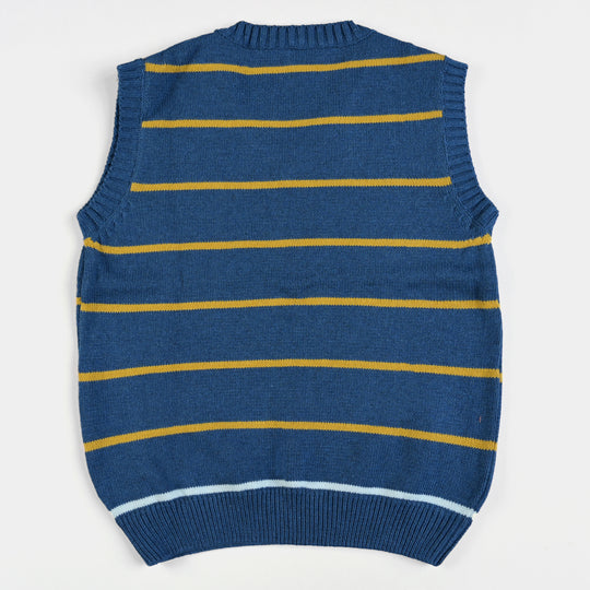 Boys Acrylic Sleeveless Sweater Striper-NAVY
