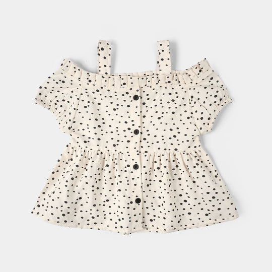 Infant Girls Seersucker Casual Top (Mini Dot) - Light Peach