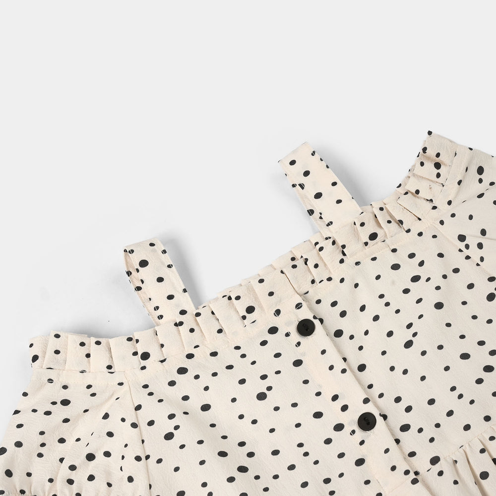 Infant Girls Seersucker Casual Top (Mini Dot) - Light Peach