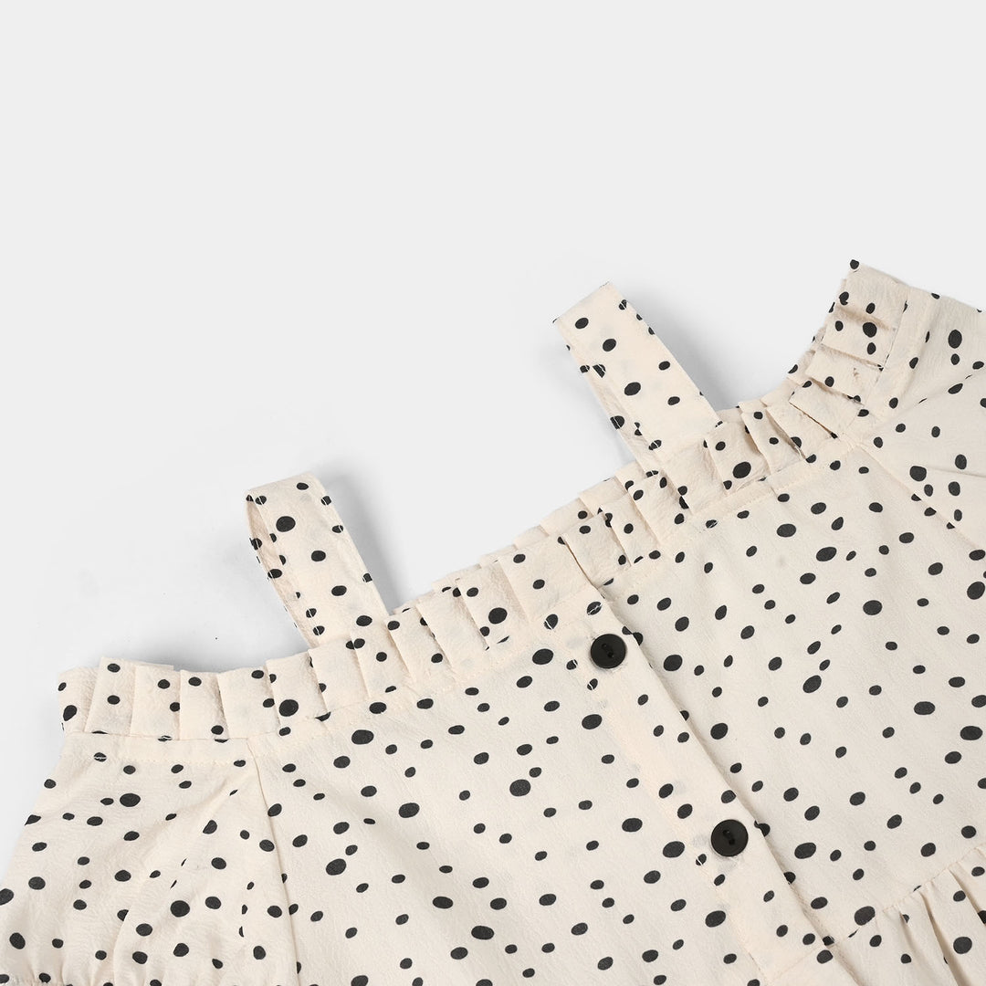 Infant Girls Seersucker Casual Top (Mini Dot) - Light Peach