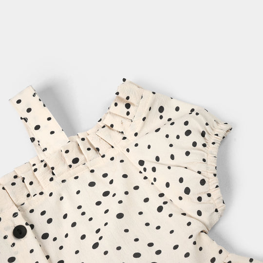 Infant Girls Seersucker Casual Top (Mini Dot) - Light Peach