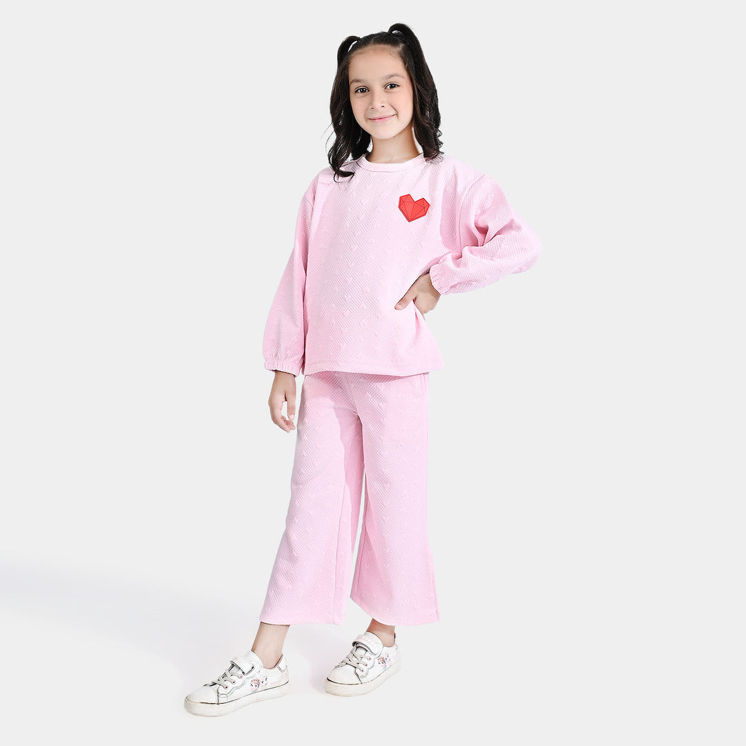 Girls Jacquard 2 Piece Suit Prism Heart-L Pink