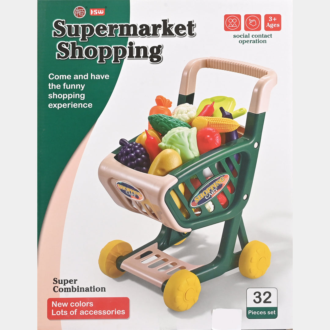 Supermarket Shopping Cart Play Set for Kids