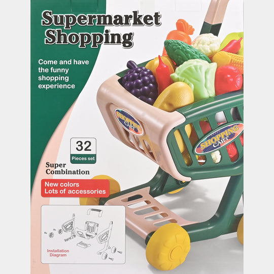 Supermarket Shopping Cart Play Set for Kids