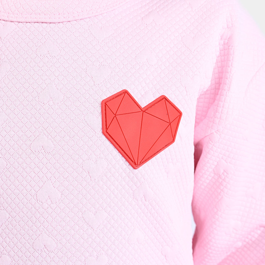 Girls Jacquard 2 Piece Suit Prism Heart-L Pink