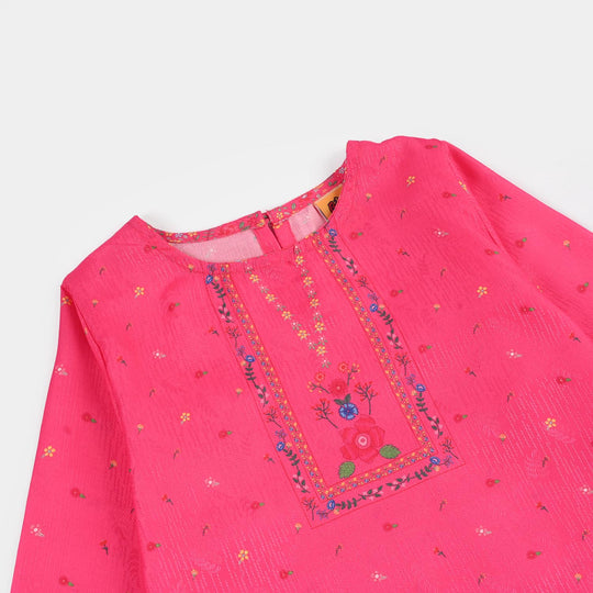 Teens Girls Jacquard Printed 2Pcs (Bloom) - Pink