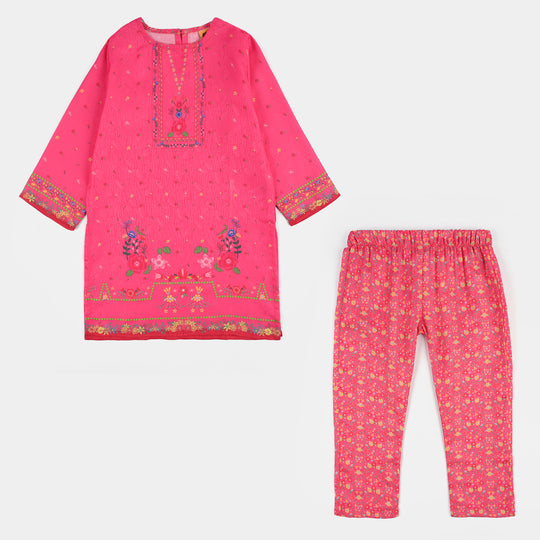 Teens Girls Jacquard Printed 2Pcs (Bloom) - Pink