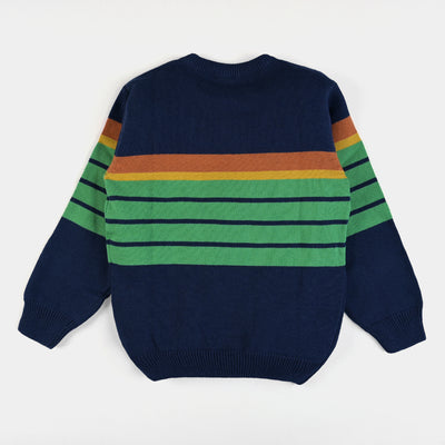 Boys Acrylic Full Sleeves Sweater Striper-Green