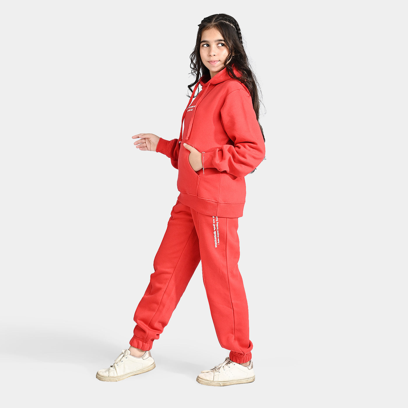 Teens Girls Fleece Co-Ord Set - Look Back-H.Red