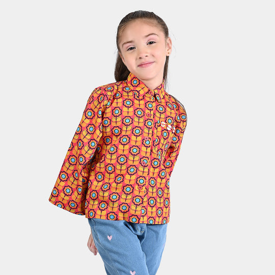 Girls Cotton Poplin Crop Top Salsa-Multi