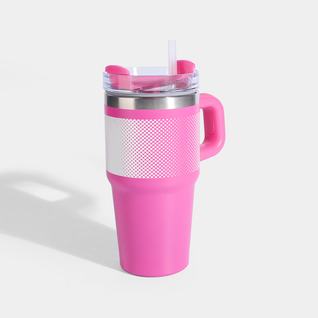 Insulated Stainless Steel Tumbler with Handle & Straw 20oz