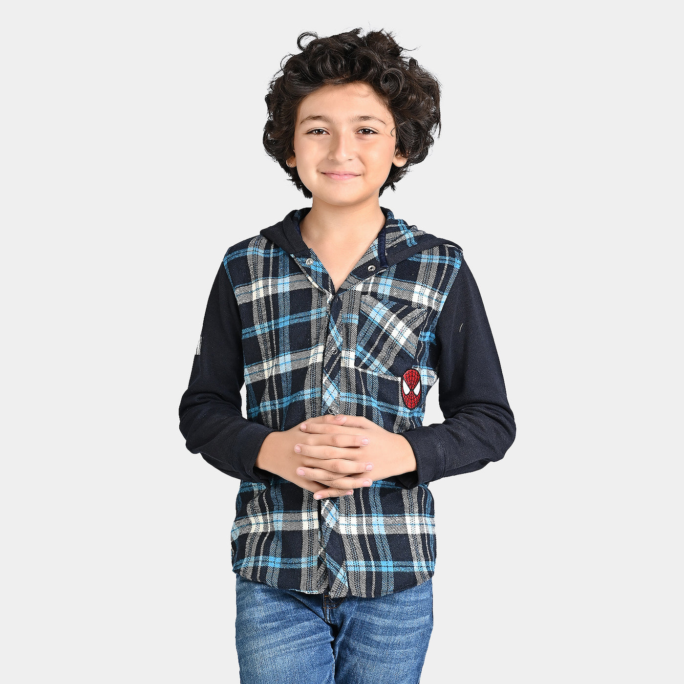 Boys Flannel Casual Shirt F/S -T.Blue