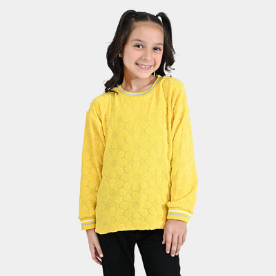 Girls Jacquard Sweatshirt Yellow Flower