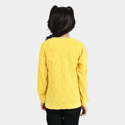 Girls Jacquard Sweatshirt Yellow Flower